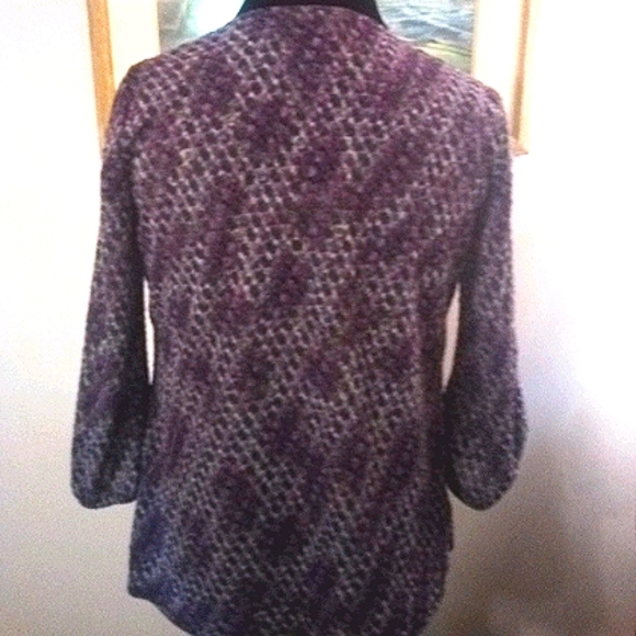Vintage Purple Textured Cardigan Blouse 3/4 sleeves Sz Small - Picture 7 of 13